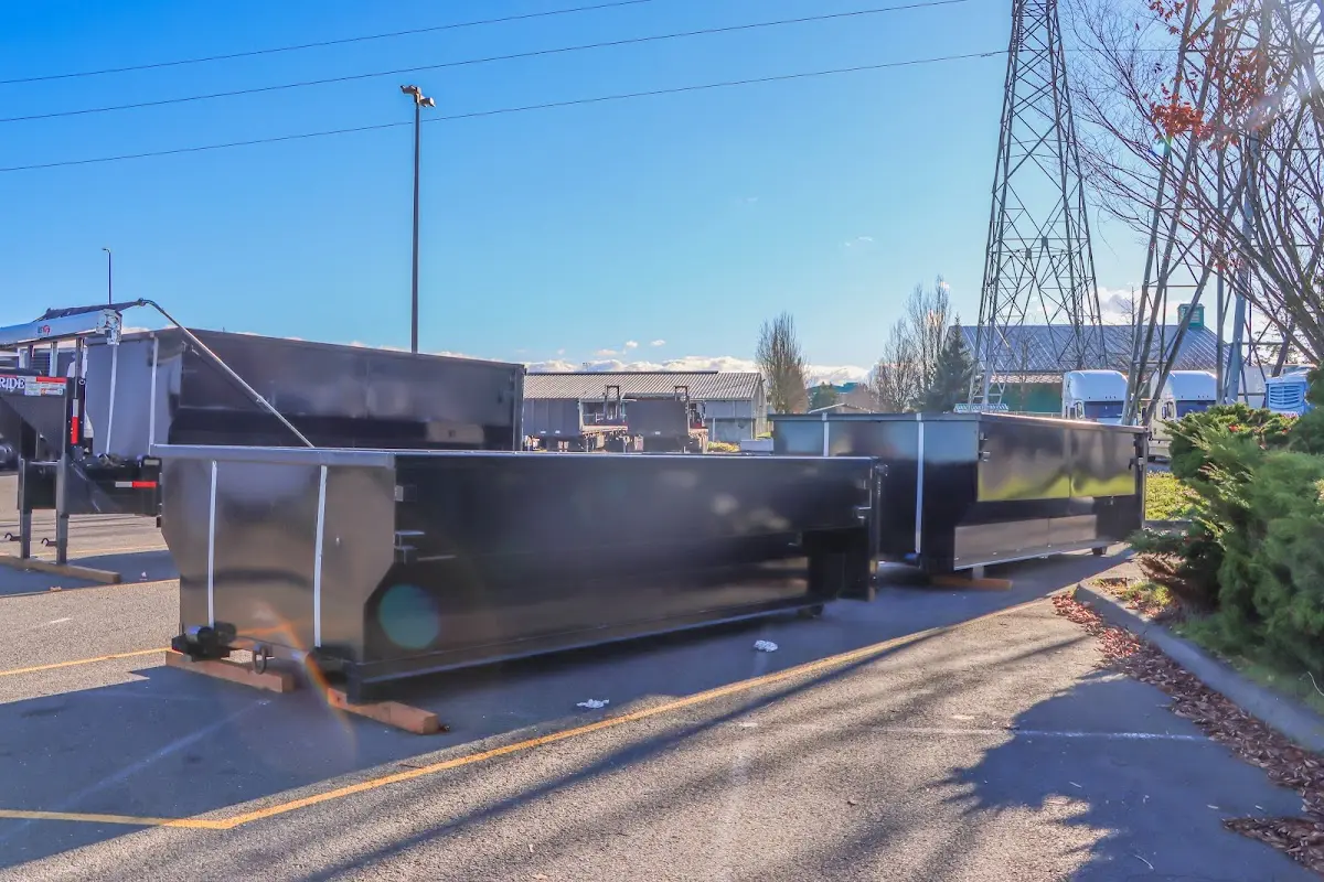 Roll-off dumpster ready for waste disposal at job site for 8 Yard Dumpster Rental in South Houston